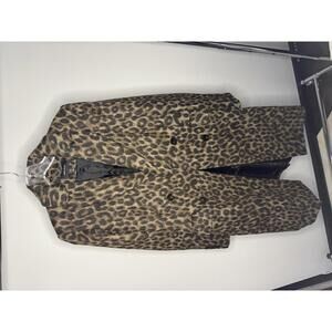 Karen Millen Leopard Print Long Wool Blend Coat Size US 4